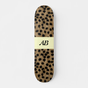 Black and Brown Cheetah Print Pattern. Skateboard