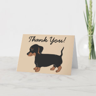 Black and Brown Dachshund Creme Thank You Card