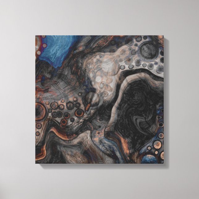 Black and Brown Digital Pour Painting Fluid Art   Canvas Print (Front)