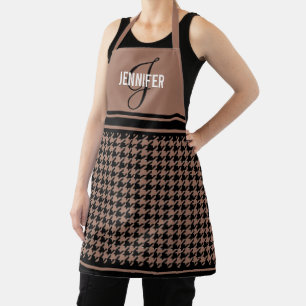 Black and brown Houndstooth custom name monogram Apron