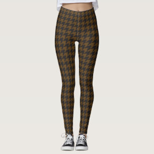 Black and Brown Houndstooth Pattern Leggings. Leggings