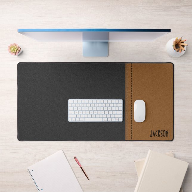 Black And Brown Leather Desk Mat (Office 1)