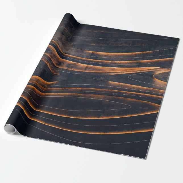 Black and brown spiral stairs wrapping paper (Unrolled)