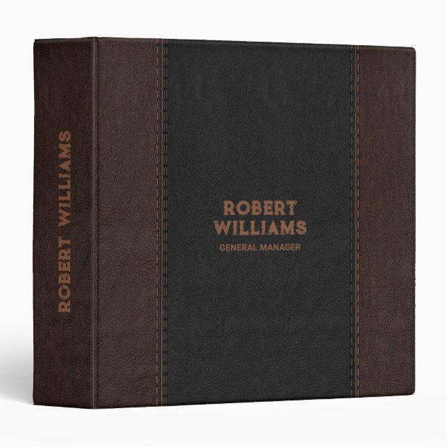 Black and brown stitched faux leather Image Binder (Front/Spine)