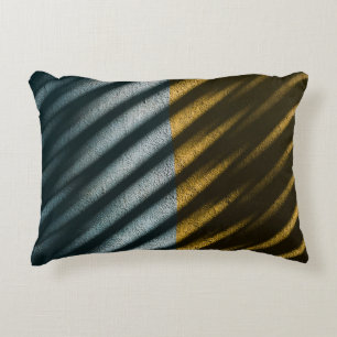 BLACK AND BROWN STRIPED TEXTILE ACCENT PILLOW