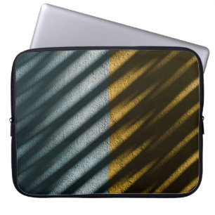BLACK AND BROWN STRIPED TEXTILE LAPTOP SLEEVE