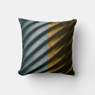 BLACK AND BROWN STRIPED TEXTILE THROW PILLOW
