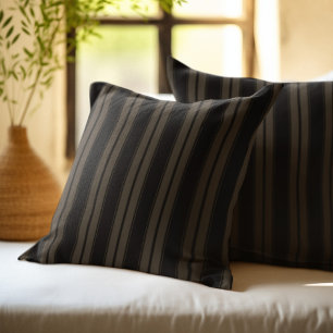 Black and Brown Striped Throw Pillow