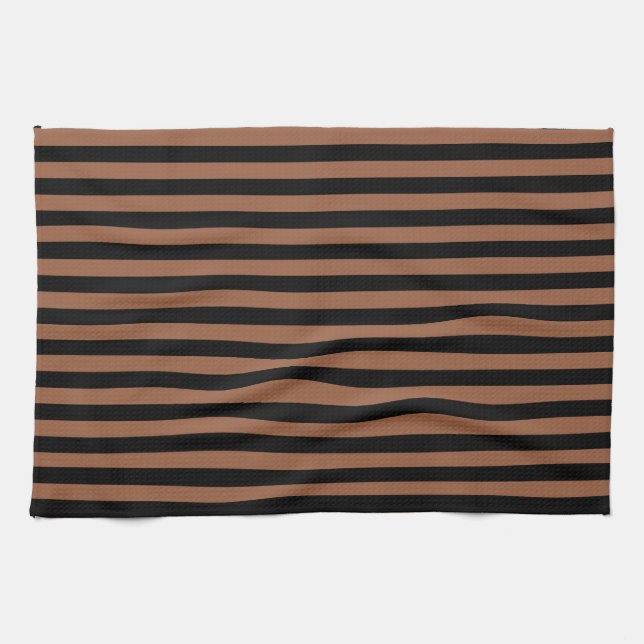 Black and Brown Stripes Kitchen Towel (Horizontal)