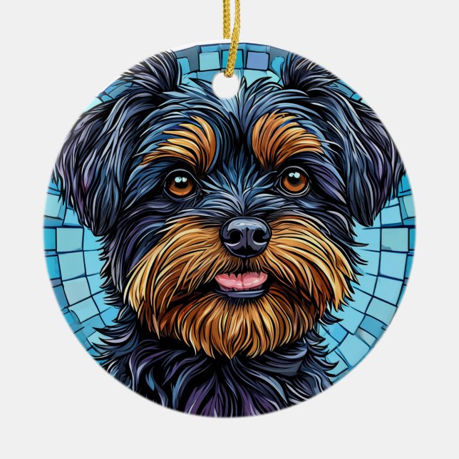 Black and Brown Terrier Dog Ceramic Ornament (Front)