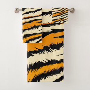 Black and Brown Tiger Stripes Pattern Bath Towel Set
