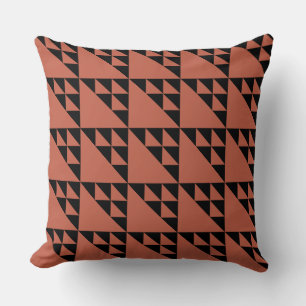 Black And Brown Triangle Pattern - Throw Pillow