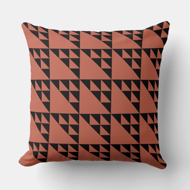 Black And Brown Triangle Pattern - Throw Pillow (Front)