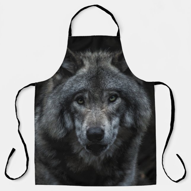 BLACK AND BROWN WOLF PAINTING APRON (Front)