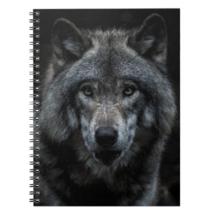 BLACK AND BROWN WOLF PAINTING NOTEBOOK