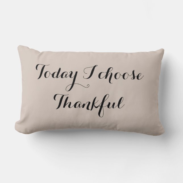 Black and Buff Thankful Lumbar Pillow (Front)