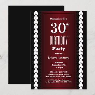 Black and Burgundy 30th Birthday Party Invitation