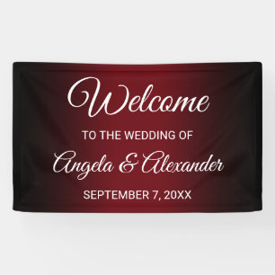 Black and Burgundy Gradient Wedding Banner
