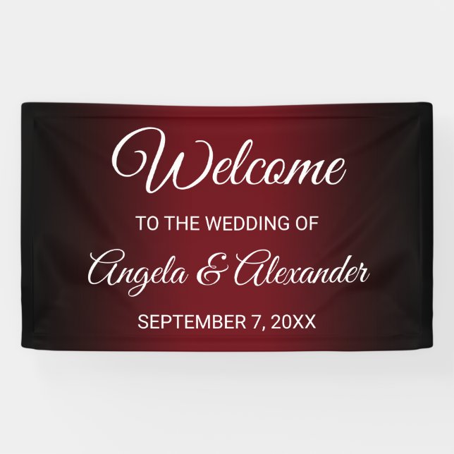 Black and Burgundy Gradient Wedding Banner (Horizontal)