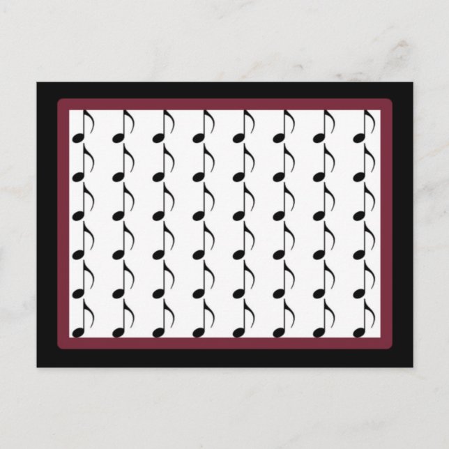 Black and Burgundy Musical Notes Postcard (Front)