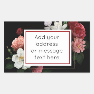 Black and Burgundy Rose Frame Shipping Labels