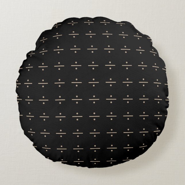 Black and BurlyWood Modern Pattern Round Pillow (Front)
