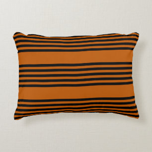 Black and burnt orange five stripe pattern accent pillow