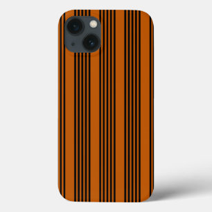 Black and burnt orange five stripe pattern iPhone 13 case