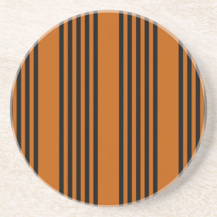Black and burnt orange five stripe pattern coaster