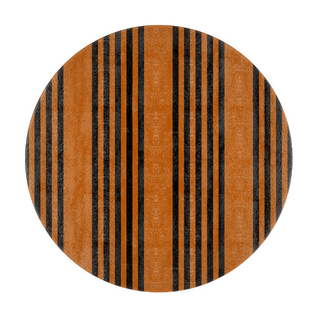 Black and burnt orange five stripe pattern cutting board (Front)