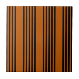 Black and burnt orange five stripe pattern tile