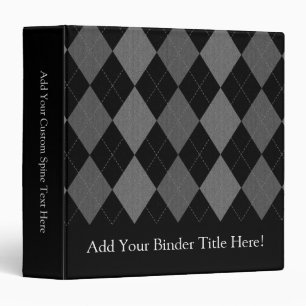 Black and Charcoal Grey Argyle Binder