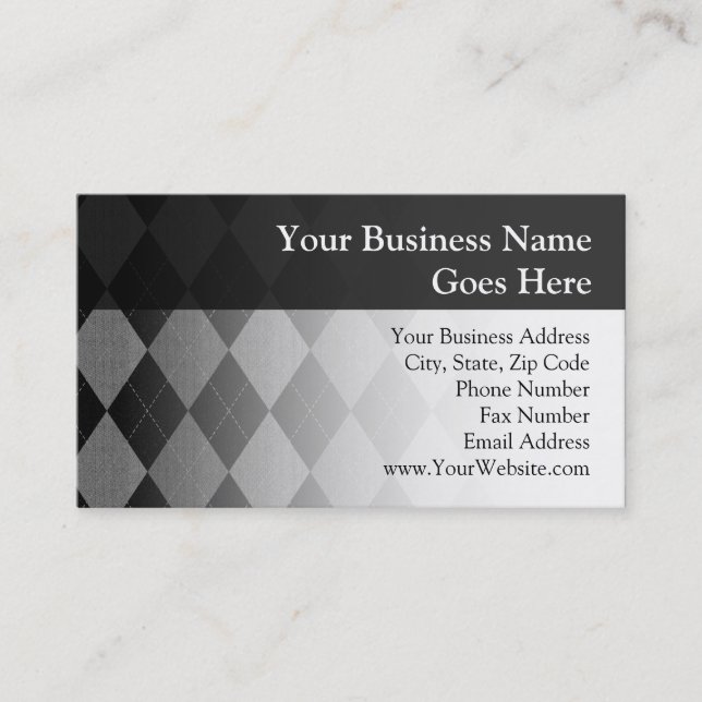 Black and Charcoal Grey Argyle Business Card (Front)