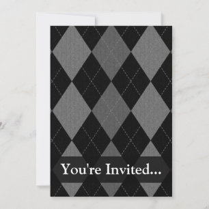 Black and Charcoal Grey Argyle Invitation