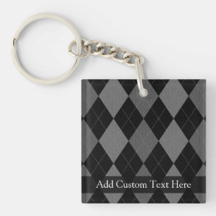 Black and Charcoal Grey Argyle Keychain