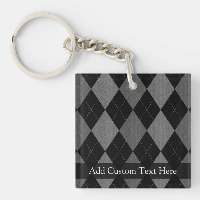 Black and Charcoal Grey Argyle Keychain (Front)