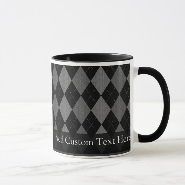 Black and Charcoal Grey Argyle Mug (Right)