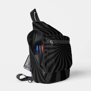 Black and Charcoal Sun Burst Customize This Sling Bag