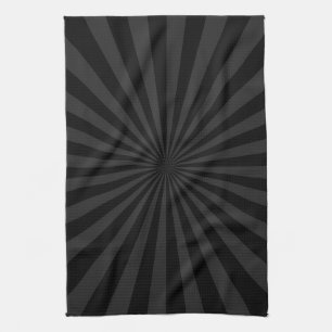 Black and Charcoal Sun Burst Decor Kitchen Towel