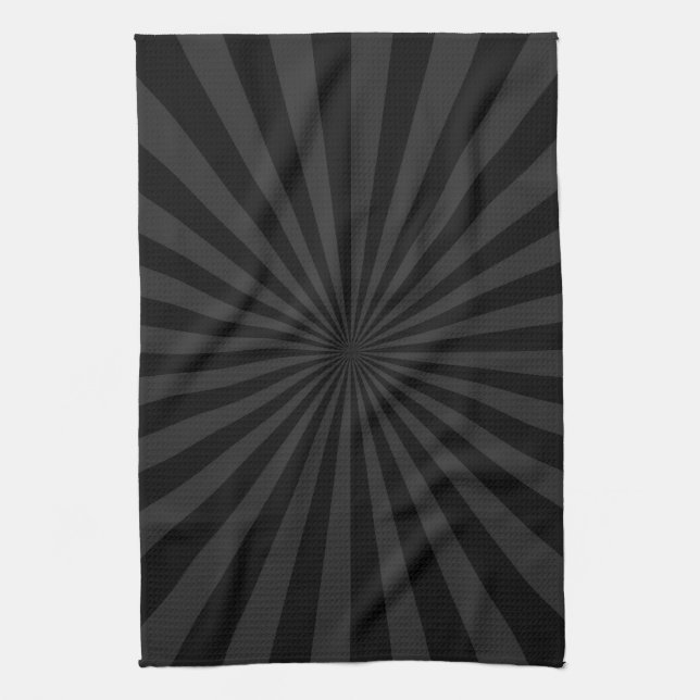 Black and Charcoal Sun Burst Decor Kitchen Towel (Vertical)