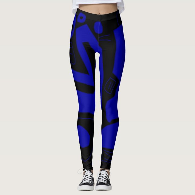 black and cobalt blue leggings (Front)