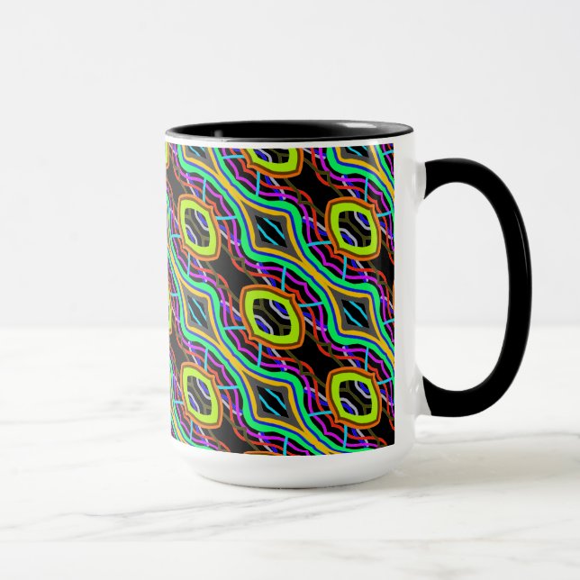 Black and coloured pattern  design mug (Right)