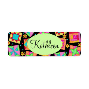 Black and Colourful Patchwork Quilt Block Art