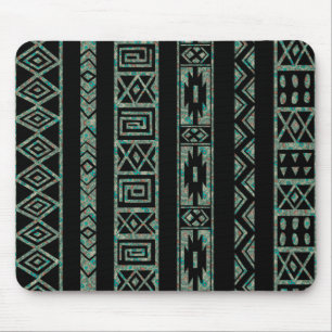 Black And Colourful Tribal Geometric Pattern 2 Mouse Pad