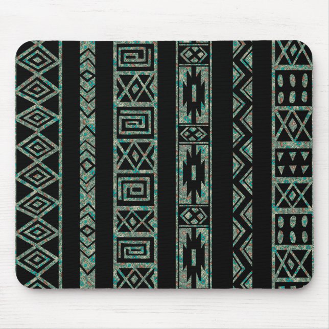 Black And Colourful Tribal Geometric Pattern 2 Mouse Pad (Front)