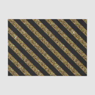 Black and Confetti Gold Stripes Tissue Paper