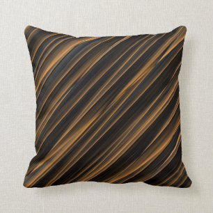 Black and Copper Coloured Stripes Throw Pillow