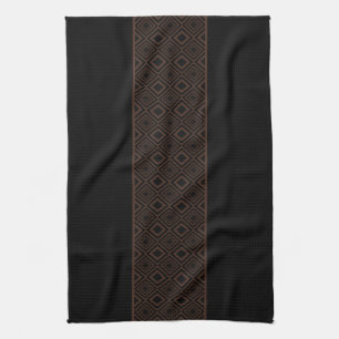 Black and Copper Diamond Pattern Kitchen Towel