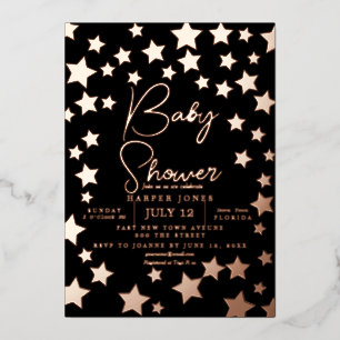 black and copper star Baby Shower Invite sip & see