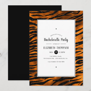 Black and Copper Tiger Stripes Bachelorette Party Invitation